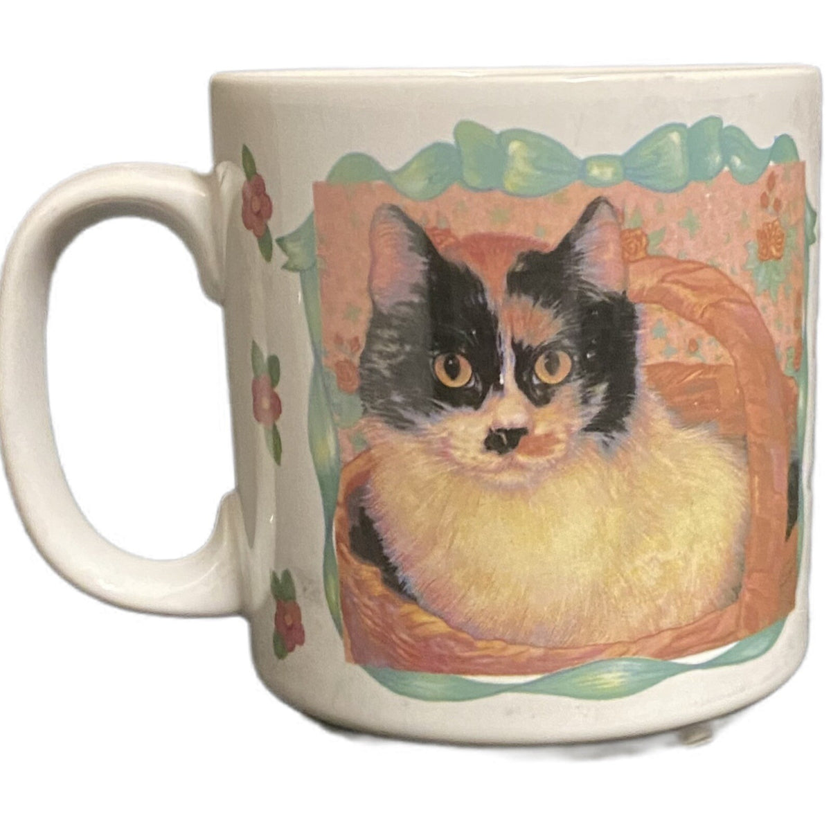 GLENNA HARTWELL Muffy Mug Ceramic Coffee Tea Applause White Floral Cup