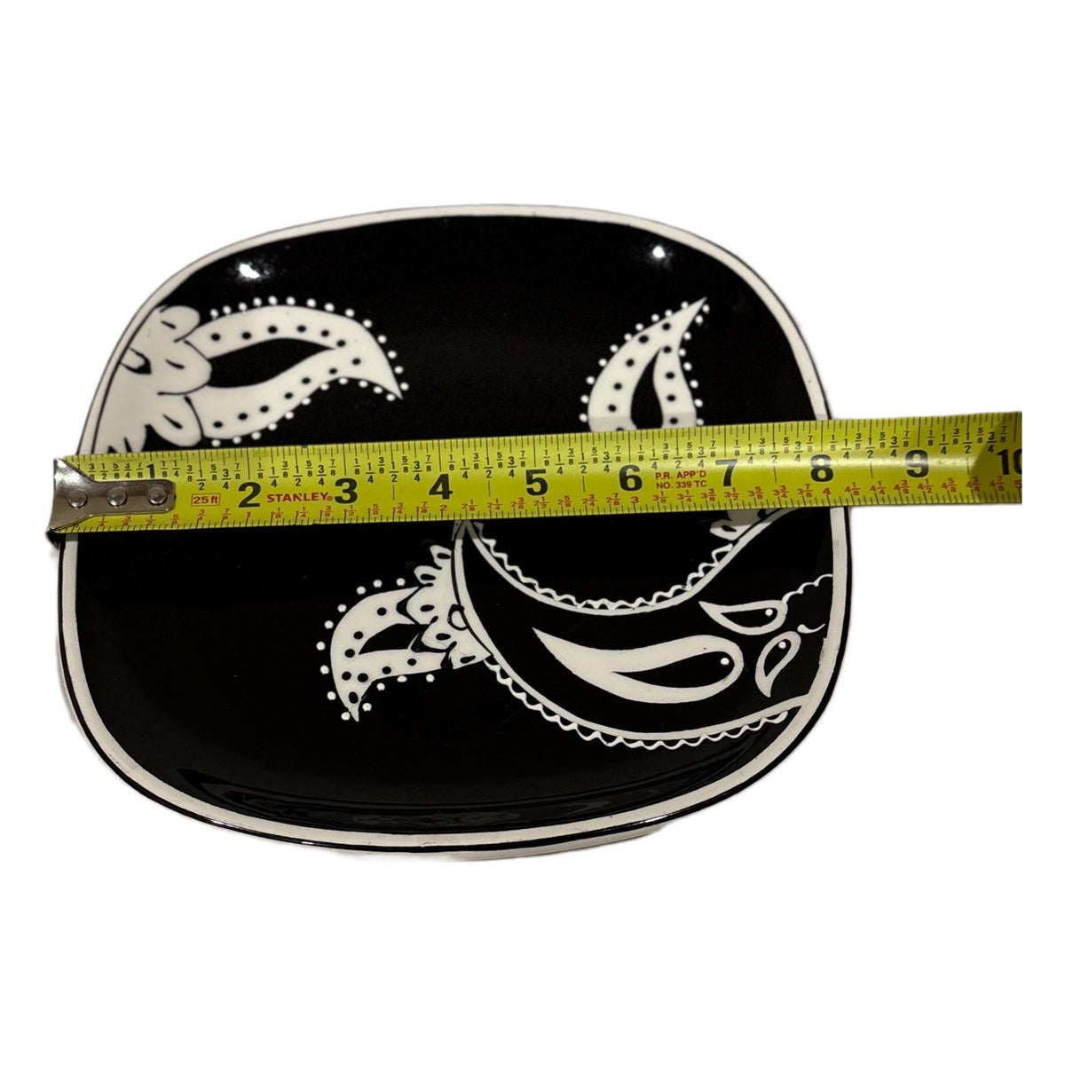 Rare ND 4-Salad Plates 3-Mugs Black White Hand-Painted Ceramic Dinnerware Set
