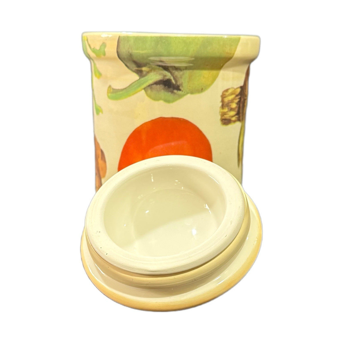 La Primula Italy Veggie Ceramic Canister Jar with Lid Artichoke Tomato 4.5”H