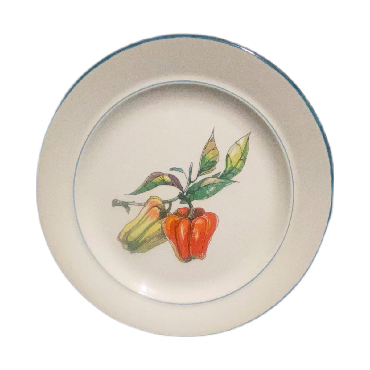 France 3-Salad Plates FAIENCE DE SAINT AMAND Bell Peppers-Hot Peppers-Scallions