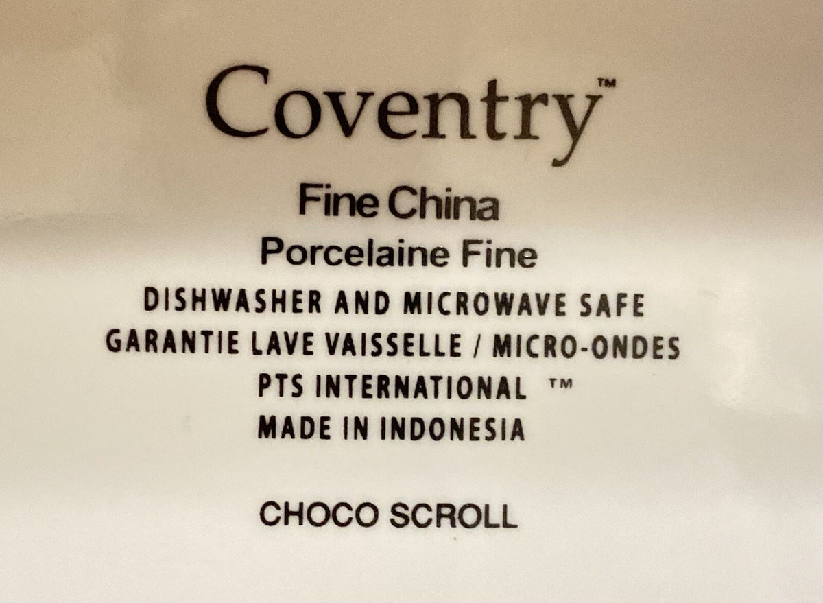 Coventry CHOCO SCROLL 4-Square Dinner Plates Fine China Porcelain  (PTS) Int'l.