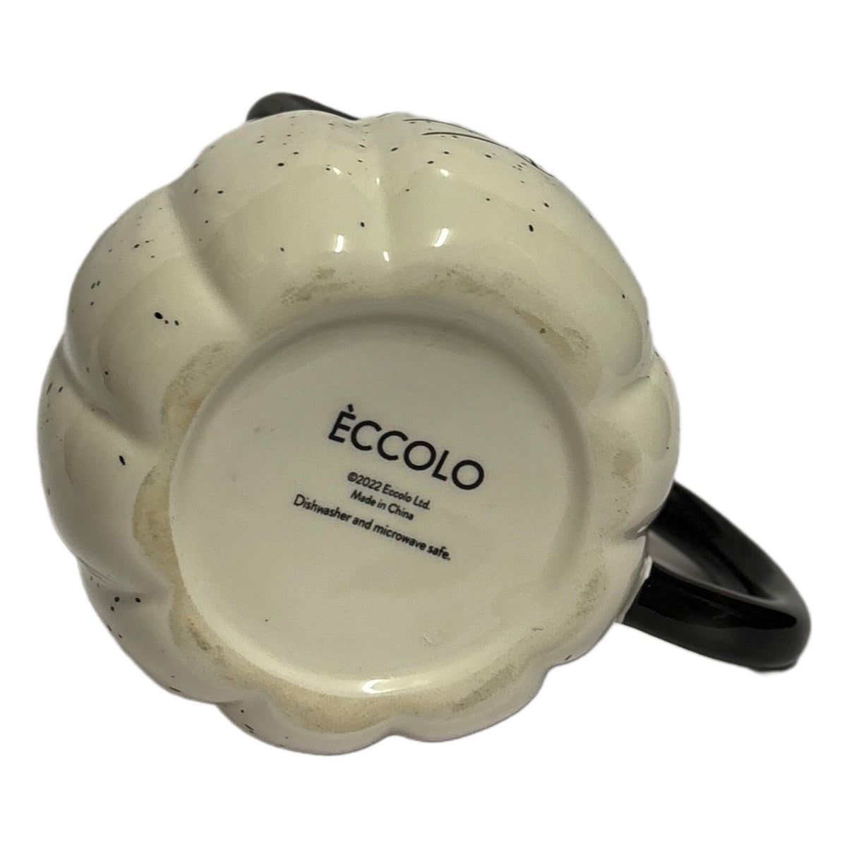 ECCOLO Mug Black & White Speckled Pumpkin Cat Coffee Tea 3D Face & Tail Handle