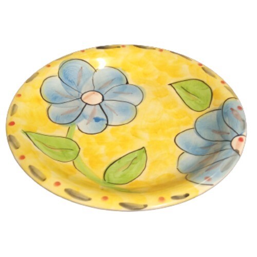 Gibson Houseware SUNRISE Set Of 2 Salad Dessert Plates 7 ¾”D Yellow Blue Flowers