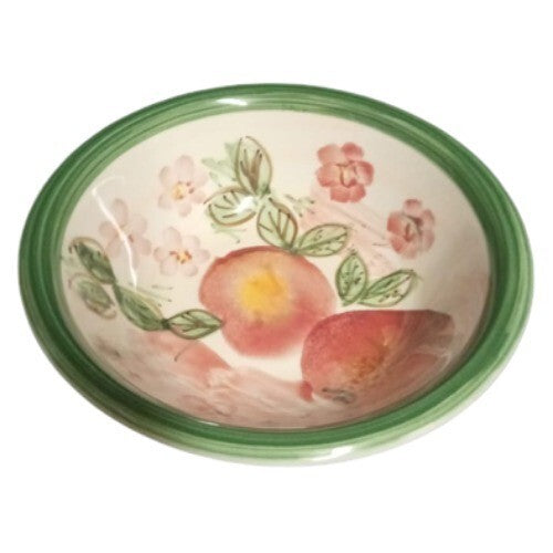 Gibson Designs Peach Duo Set of 4 Soup Cereal Bowls 7.5” D Fruit Floral Green
