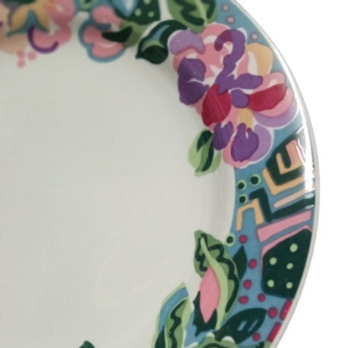 Vintage Gibson Designs PACIFIC 3-Dinner Plates Ceramic Pink Purple Flower
