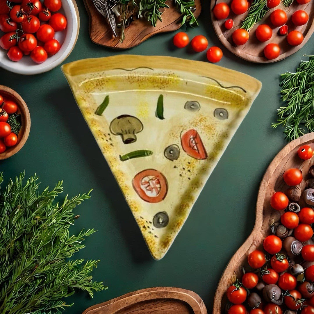 Tabletops Unlimited Pizza Slice Plates Set of 2 Kitchen Prep 201 Ceramic 9” L
