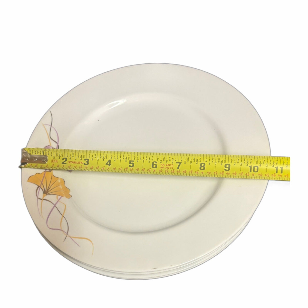 SHINEPUKUR 4- Dinner Plates Bangladesh Art Deco Fine Bone China White Dinnerware