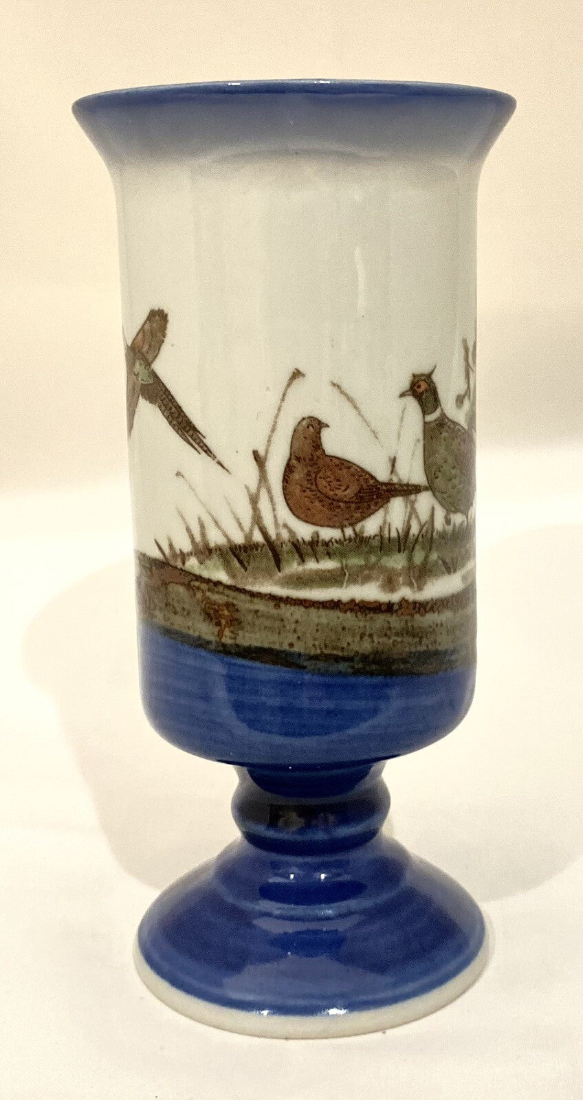 Vintage Otagiri Footed Pedestal Mug Pheasant Irish Cup Stoneware 5 1/2" H