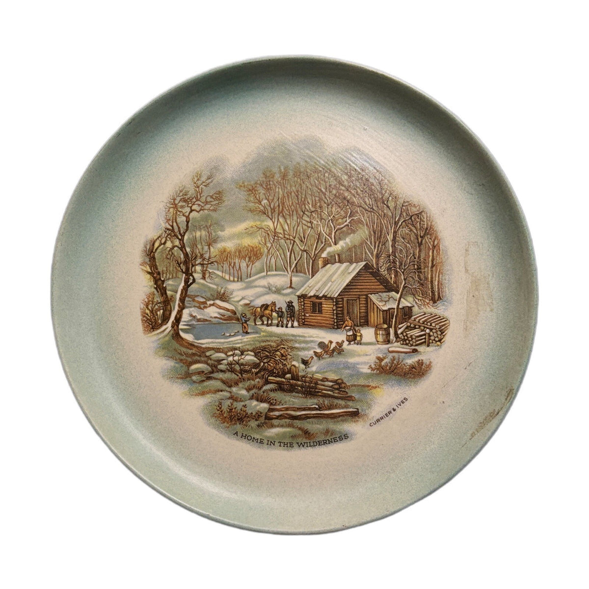 RARE Currier & Ives 4 Plates THE HOMESTEAD IN WINTER Collection BEAGLE APRIL1975