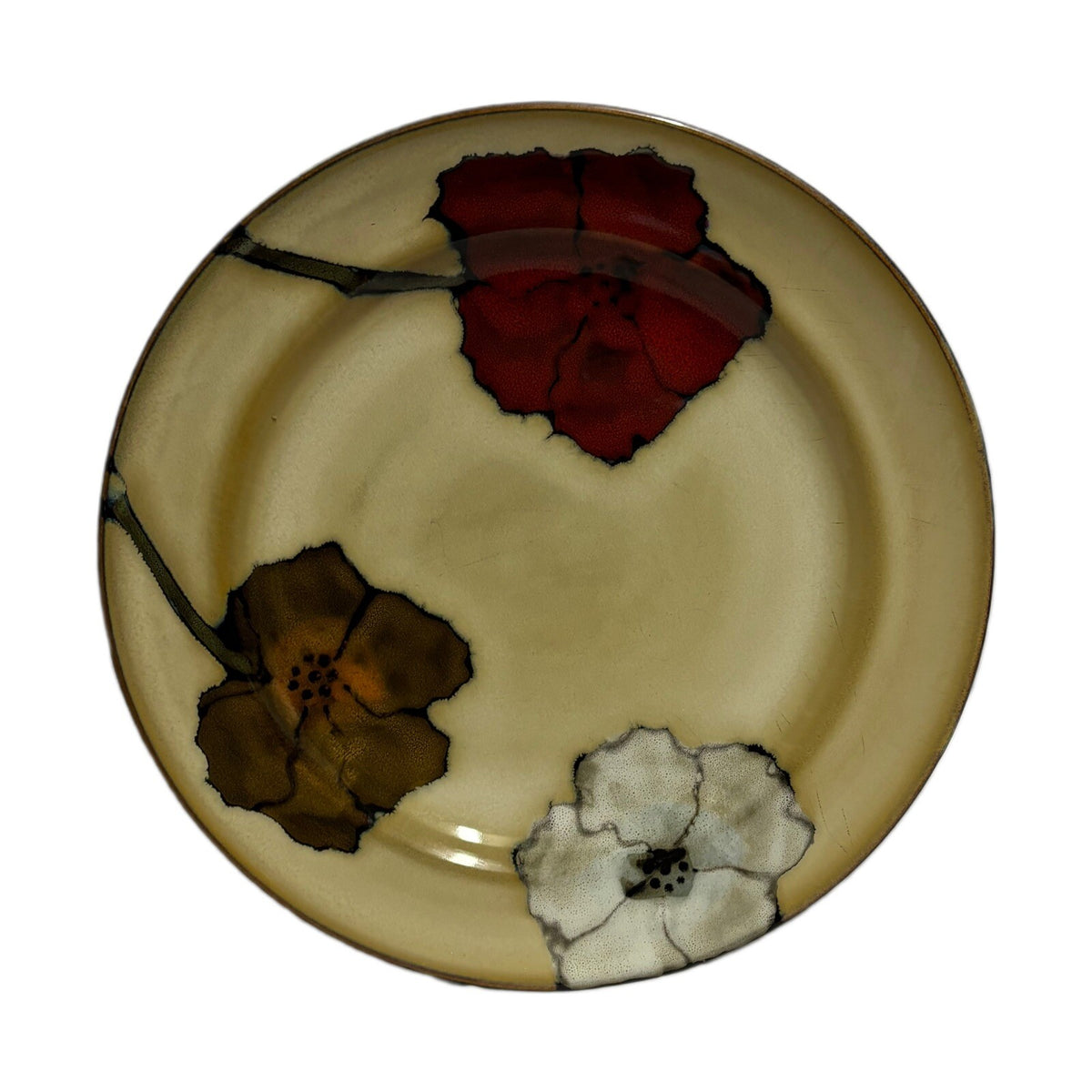 Pfaltzgraff Studio SARINA 4 Dinner Plates Poppies Floral Stoneware Dinneware