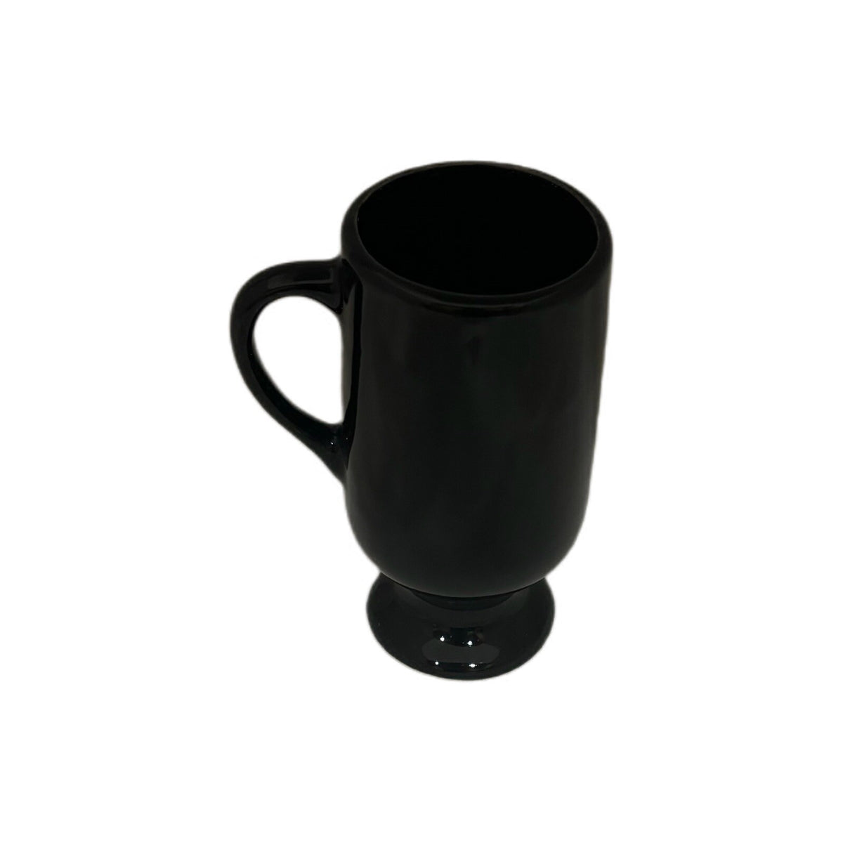 Irish Pedestal Mugs Irish 2-Footed Cups Black Ceramic Coffee Tea Drinkware