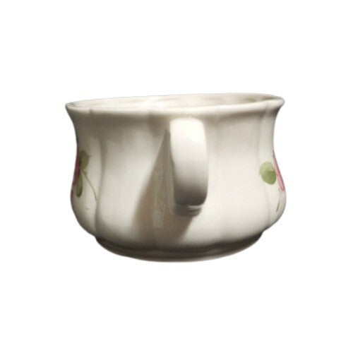 Gibson Designs ROSELAND 6-Soup Mugs 4 5/8" D Pink Roses Pink Trim Tan Cereal Cup