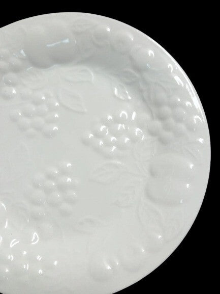 Gibson Designs FLOURISH 5-Salad Plates 7 3/4"D White Embossed Fruit Dessert Dish