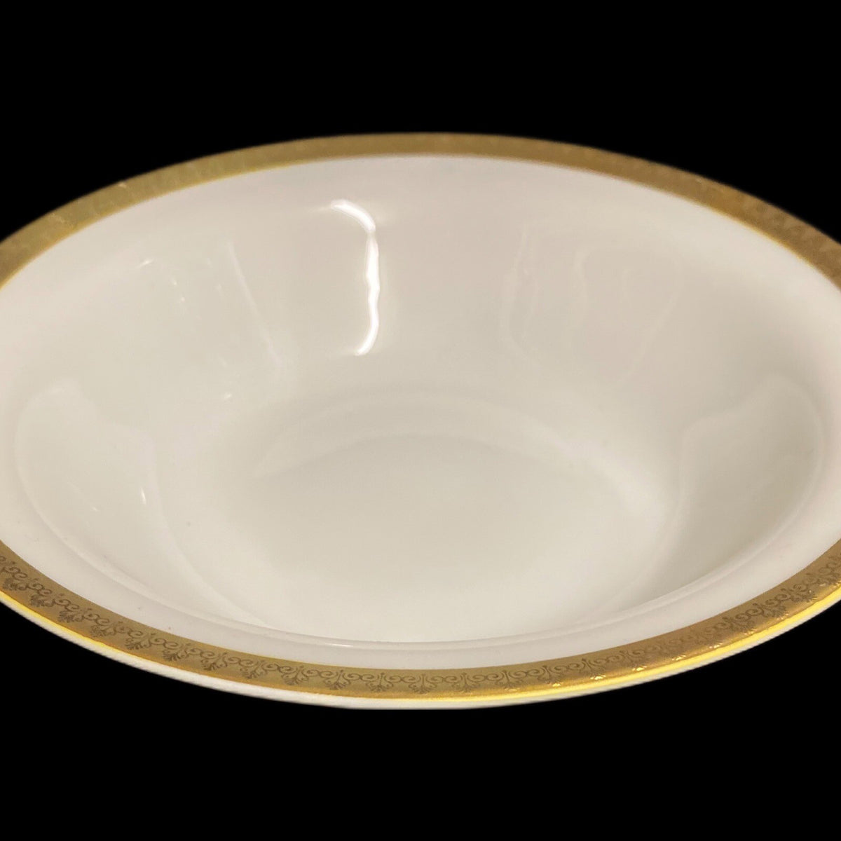 Gabbay QUEEN VICTORIA Vegetable Serving Bowl Ceramic White Gold Border Trim