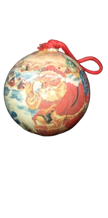 6-Vintage Santa Claus Papier Mache Medium Holiday Christmas Tree Ball Ornaments