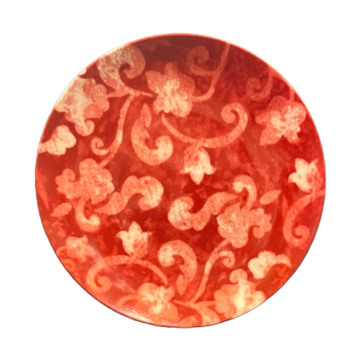 Set of 4 Cordon Bleu BIA Red Scroll Plates 8” China 2007 Stoneware Dinnerware
