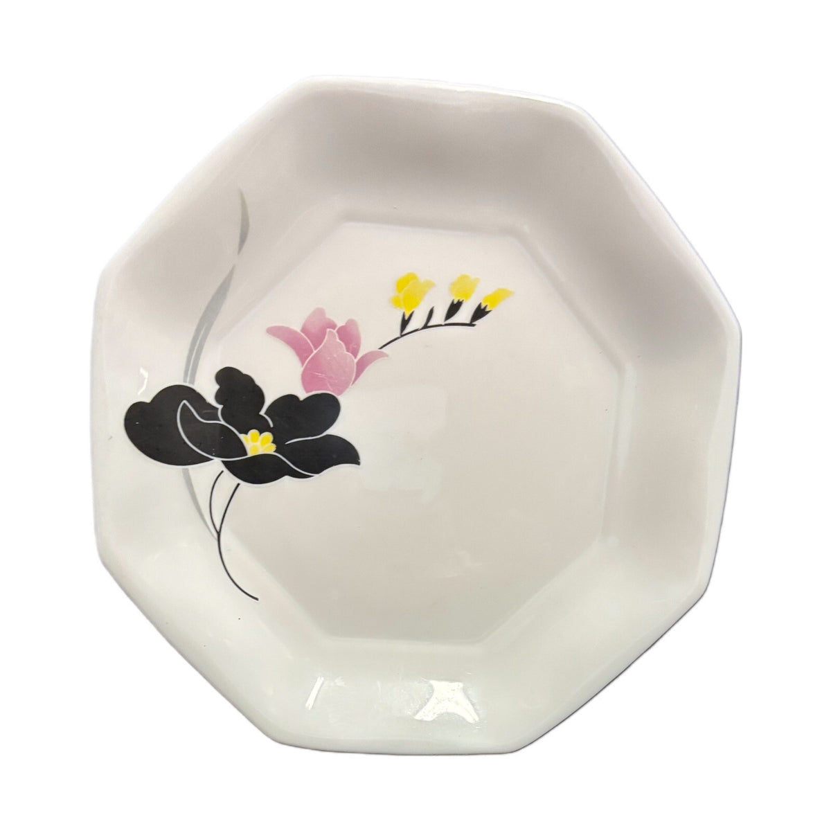 Arcopal France ANAIS  3-Dinner Plates 10 3/4" White Octagonal Floral Dinnerware