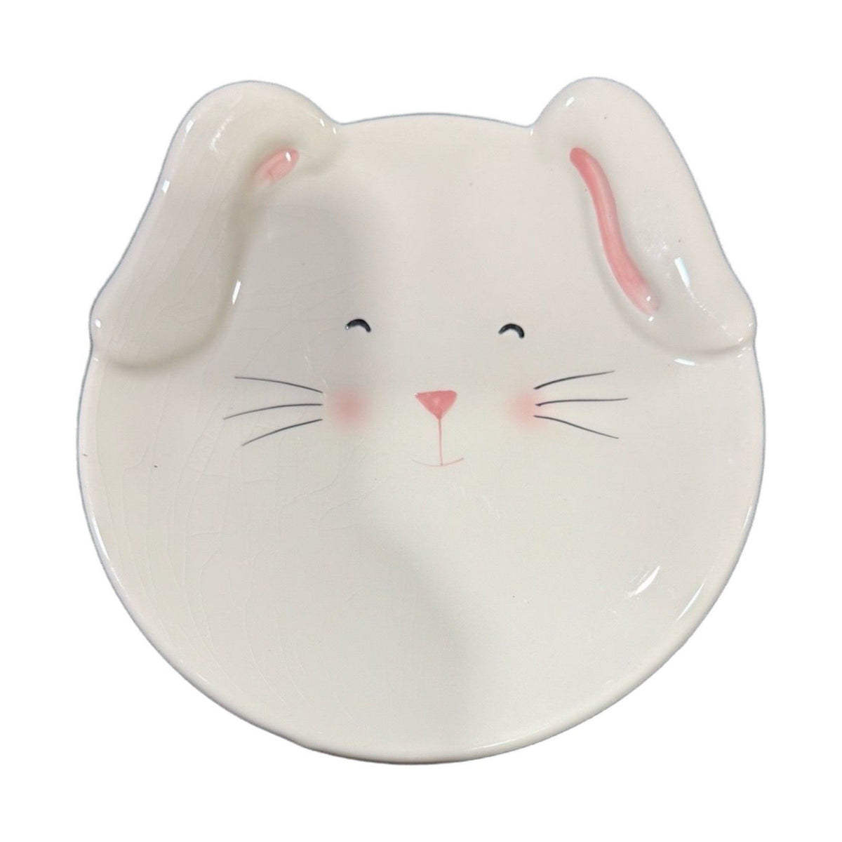 Blossoms & Blooms Bunny Plate 8x7 Ceramic Easter Rabbit Pink Ears Dish
