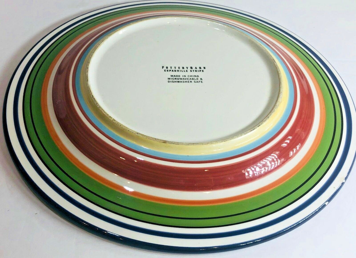 Pottery Barn Dinner Plate ESPADRILLE STRIPE China Large 12 1/2" D