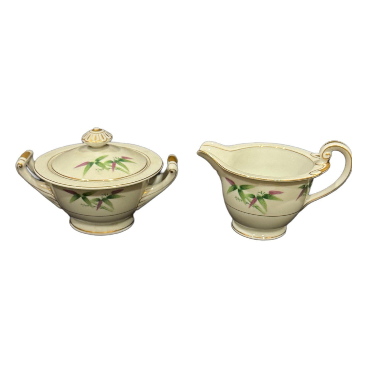 Vintage Harmony House Mandarin Sugar Bowl w/ Lid & Creamer Set Japan