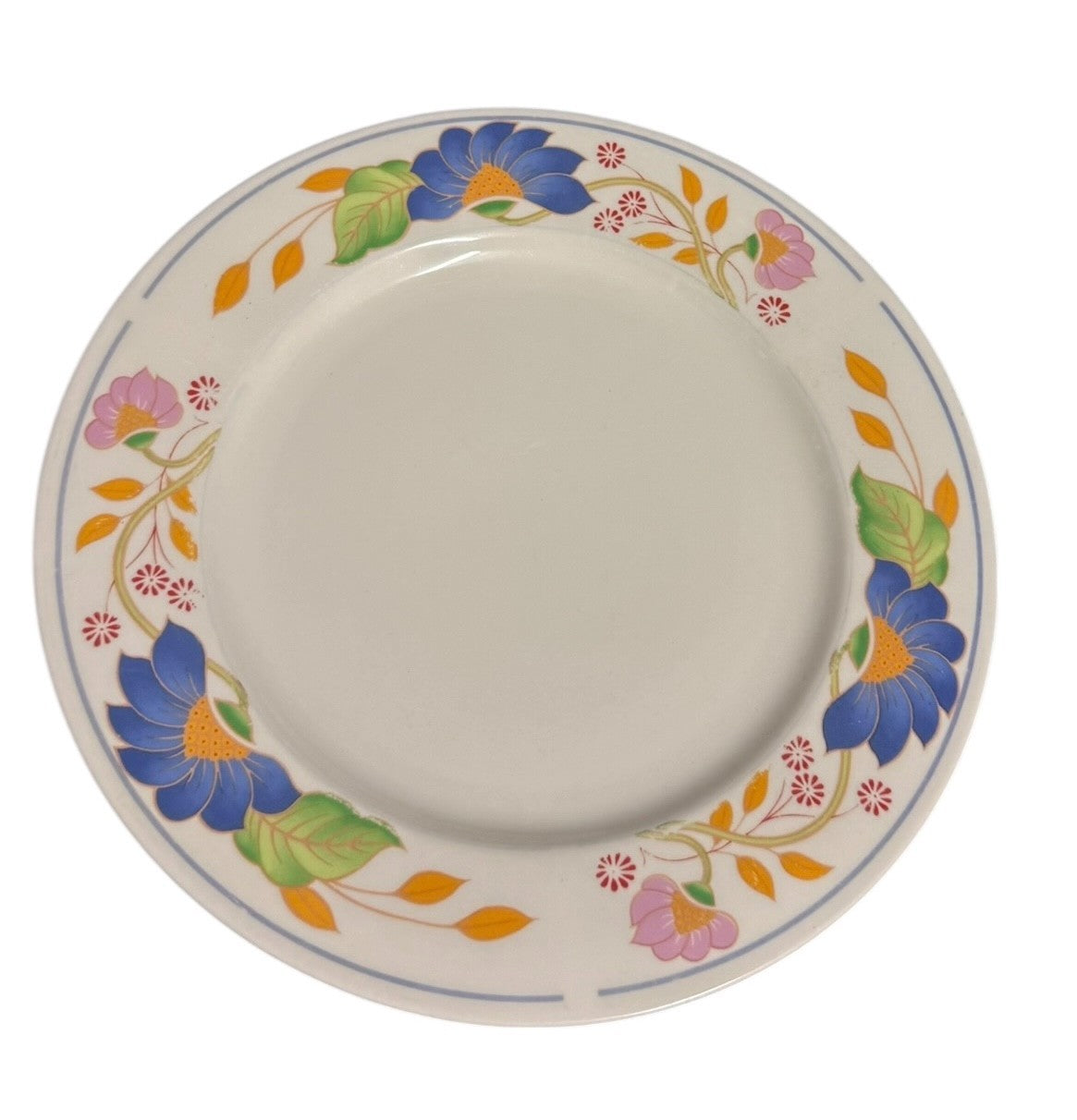 Allied Design Floral Salad/Dessert Plates 7 5/8” Blue Pink Set of 2