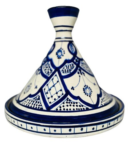 Moroccan Tagine Dome Lid Blue Handcrafted HandPainted Terracotta 9 5/8”D Tajine
