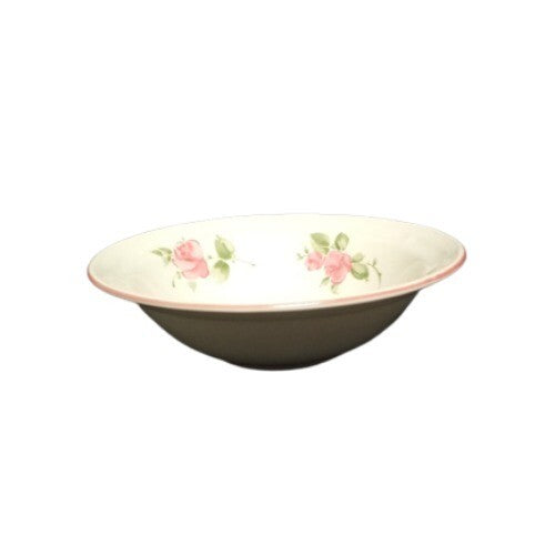 Gibson Designs ROSELAND Cereal Bowl 7" D Pink Roses Tan Body Pink Trim Rim Soup