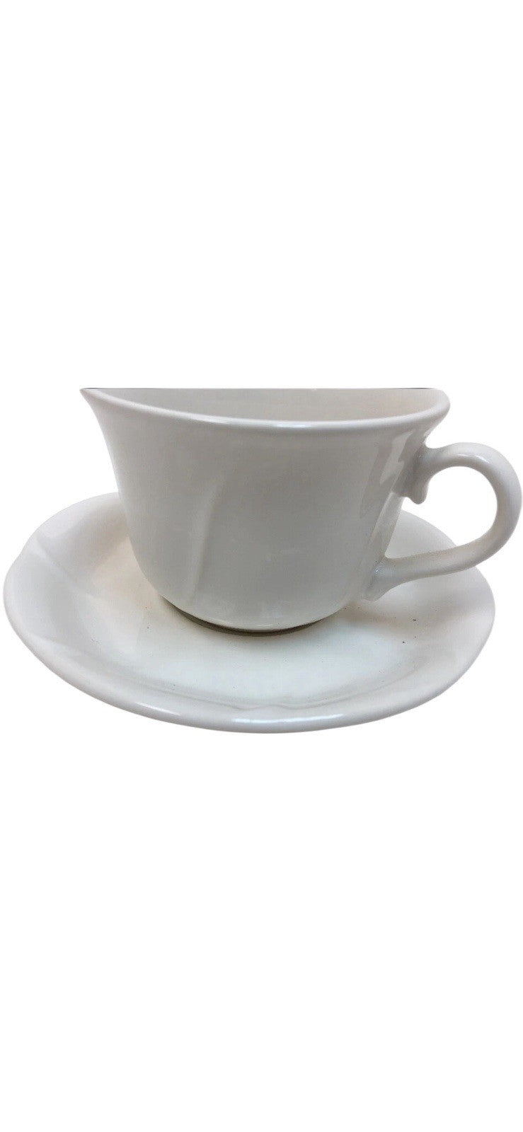 Pfaltzgraff Stratus Cups & Saucers Set of 4 White Ceramic Swirl Embossed USA