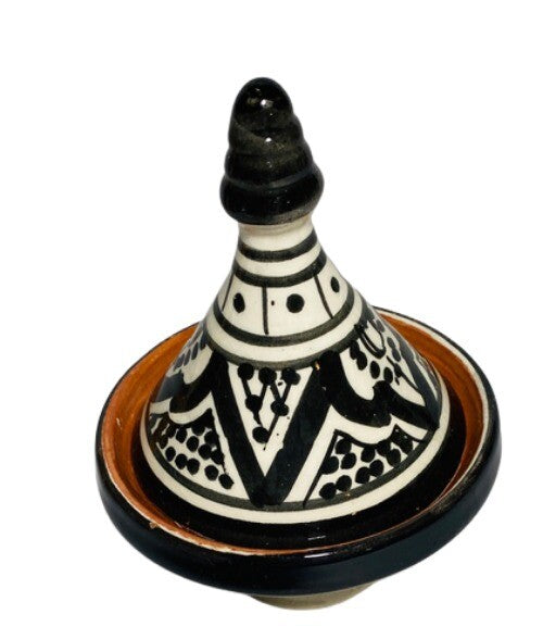 Handmade Moroccan Ceramic Mini Tagine Spice Olive Condiment Dish 3 5/8” Black