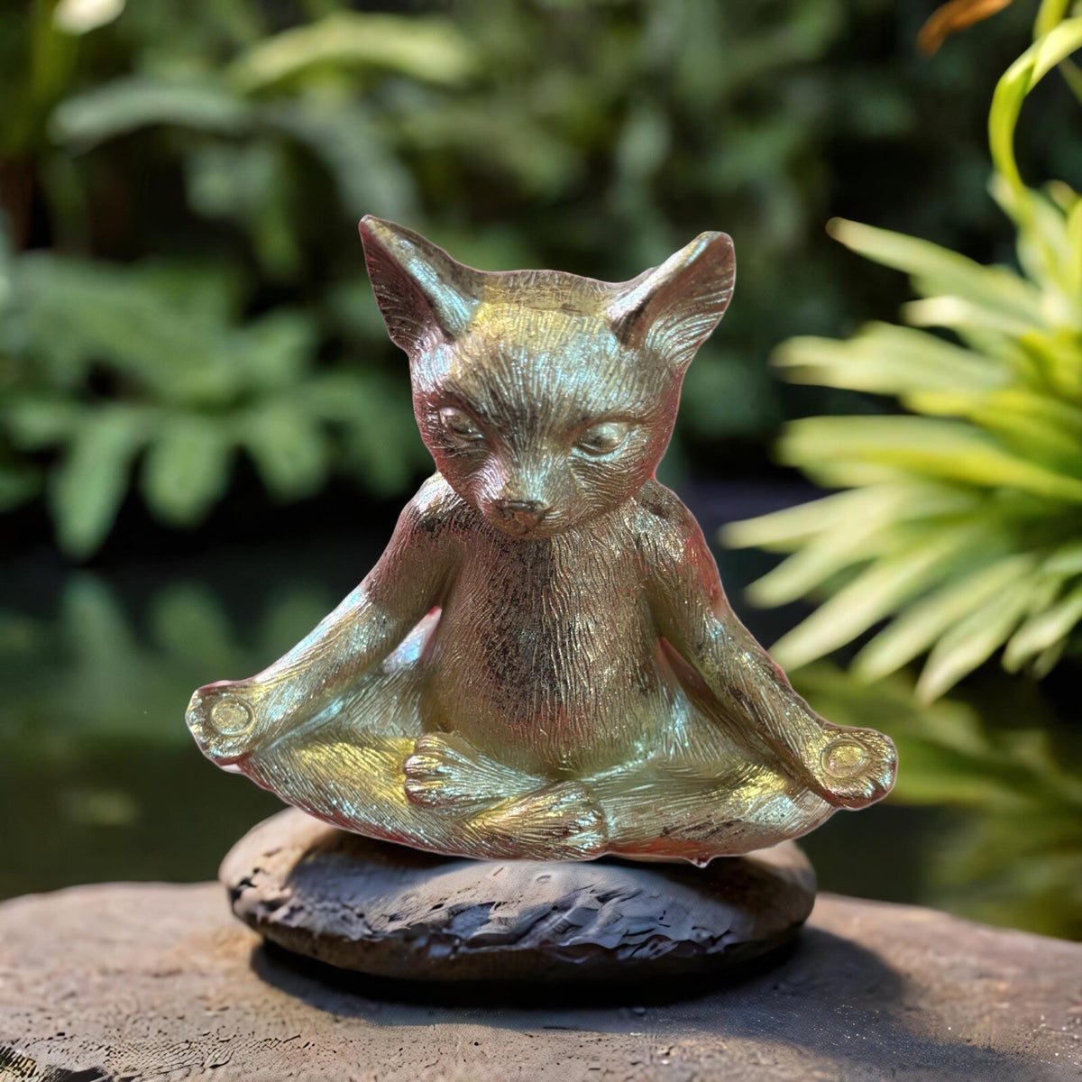 Creative Thinker YOGA CAT Statue Sagebrook Home Metallic Gold Polyresin