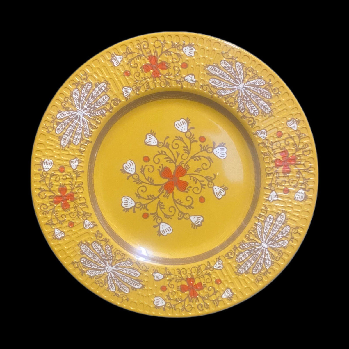 THRESHOLD MELAMINE 8-Salad Plates Yellow Orange Blue Floral & Paisley Textured