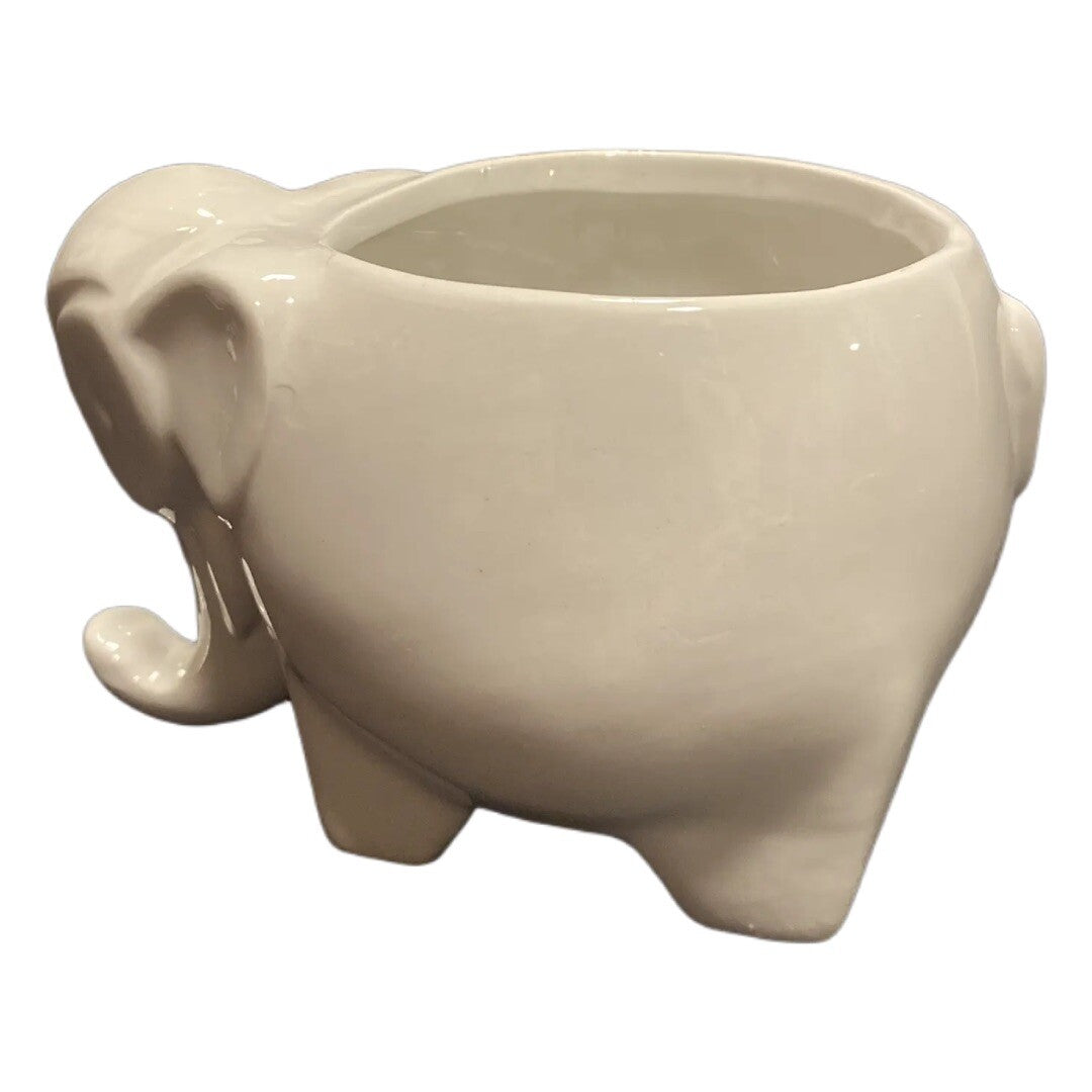 Elephant Shape Planter Greyish White Ceramic Pot Cactus Flower Home Balcony Desk