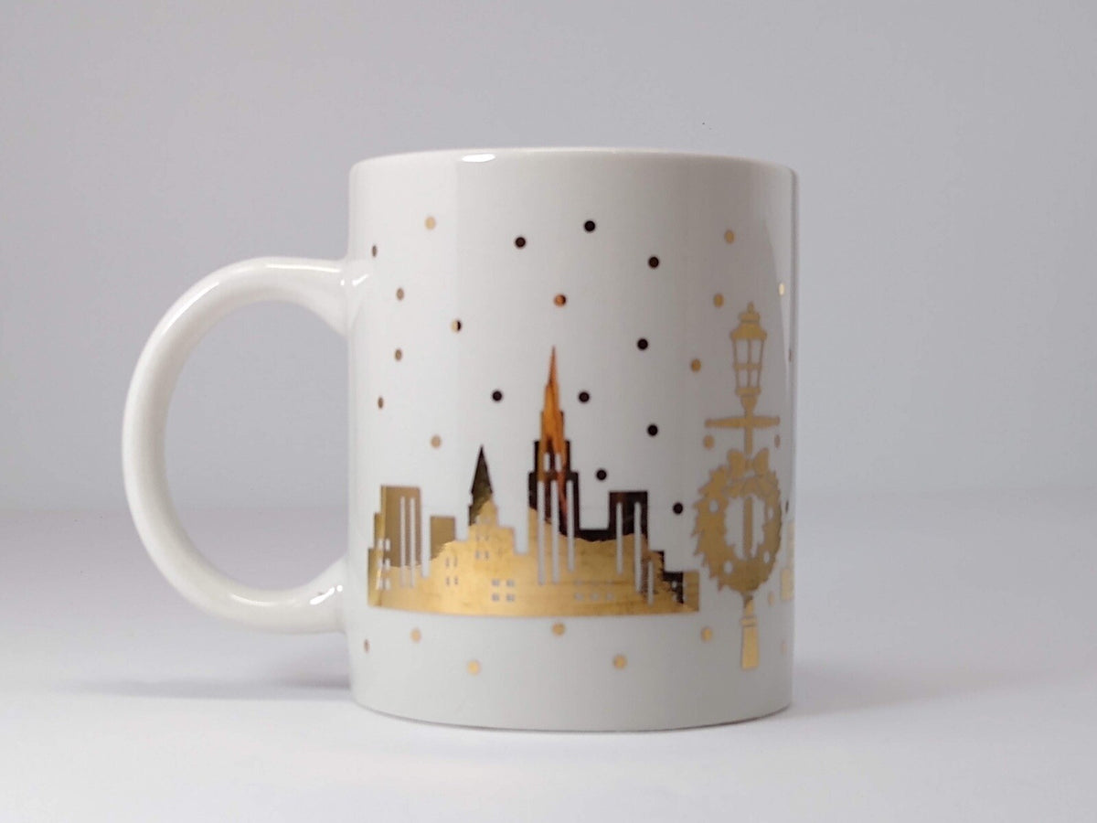 Studio Nova Mug GOLDEN CITY  White Gold Tea Cup Christmas Glassware Collection