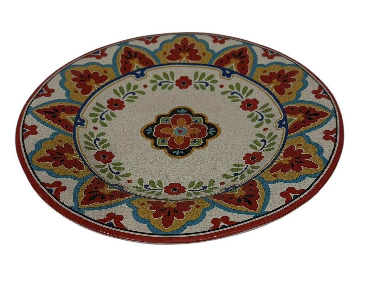 222 Fifth El Centro 12.5” D Serving Platter Mexican Style Ceramic