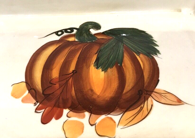HAUSENWARE Tray With Handles Ceramic Rectangular Serving Platter Pumpkin 13.5" L