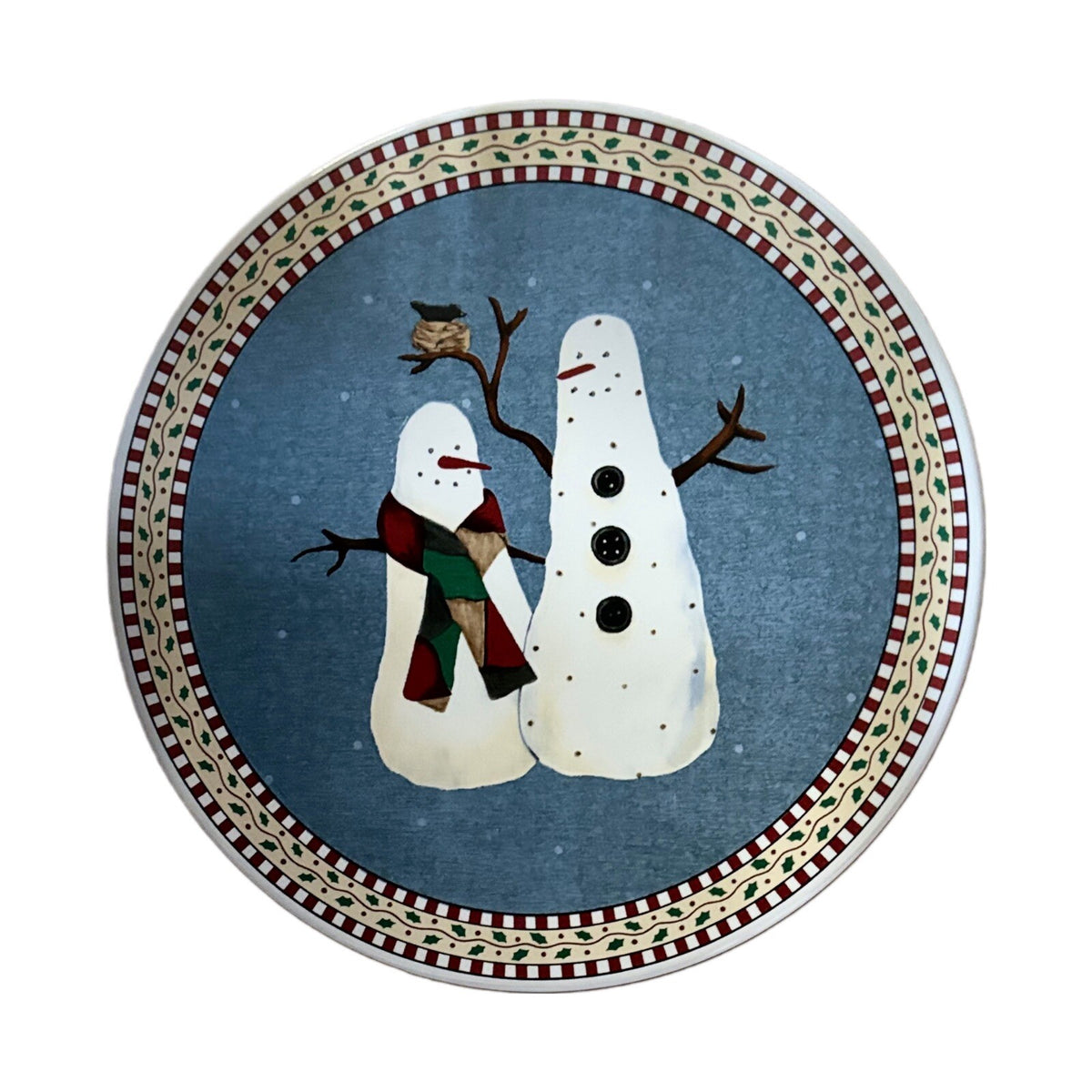 DEBBIE MUMM Trivet Sakura Snowman Stoneware Hot Plate Christmas Holiday 9-1/2"D