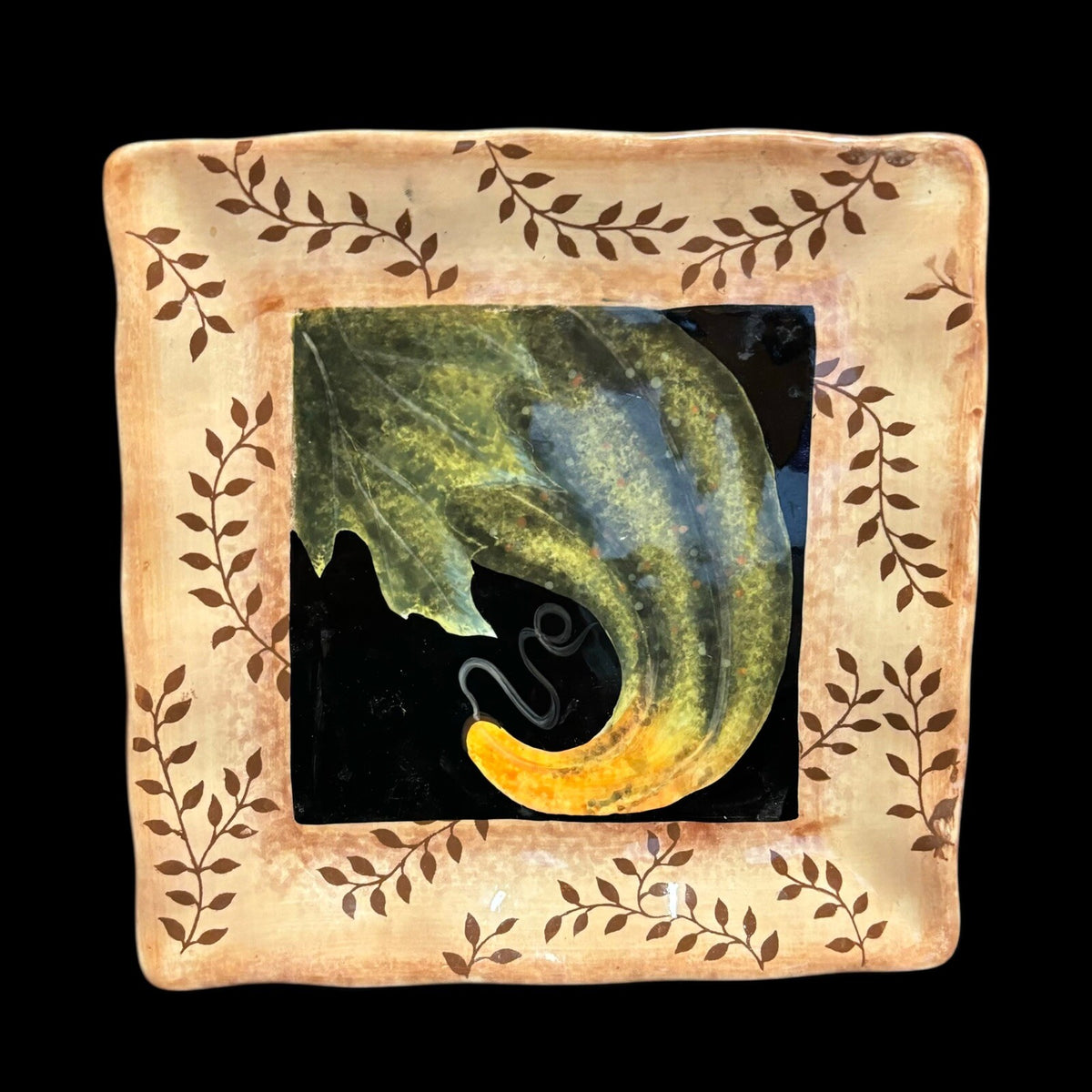 JUDY WESTEGAAR 2-Salad Plates Certified International Pumpkin Squash Square Dish
