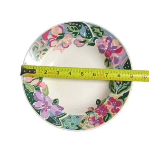 Vintage Gibson Designs PACIFIC 2-Rim Soup Bowls 9 1/8”D Pink Purple Green Floral
