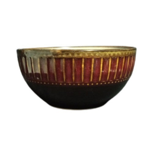 Gibson Elite ARTISTE RED 4-Soup/Cereal Bowls 6”D Red & Brown Rim Ribbed and Dots
