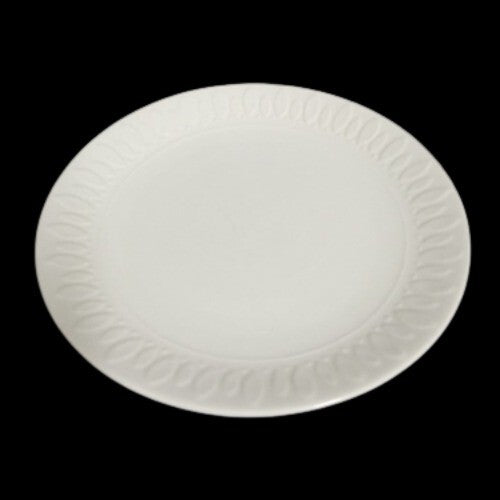 Gibson Designs WHITE DIAMONDS 1-Salad Plate 7 ¼” D White Embossed Oval Design