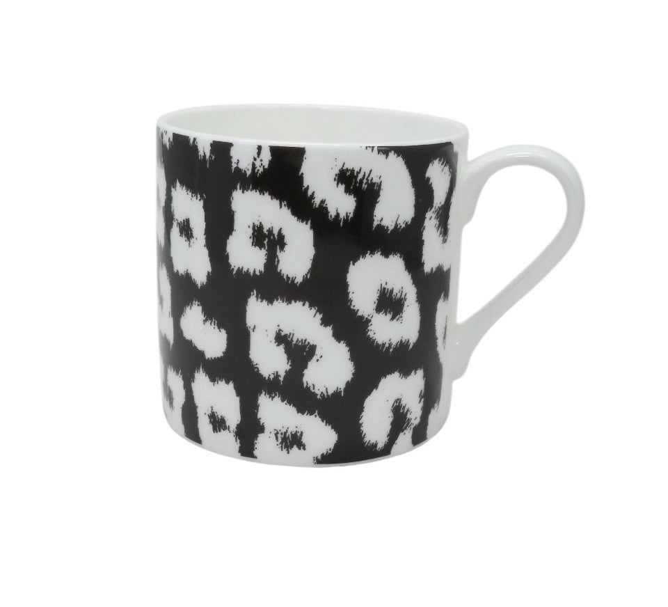 PORTOBELLO Inspire Fine Bone China Mug Leopard Skin Black White Abstract 16oz