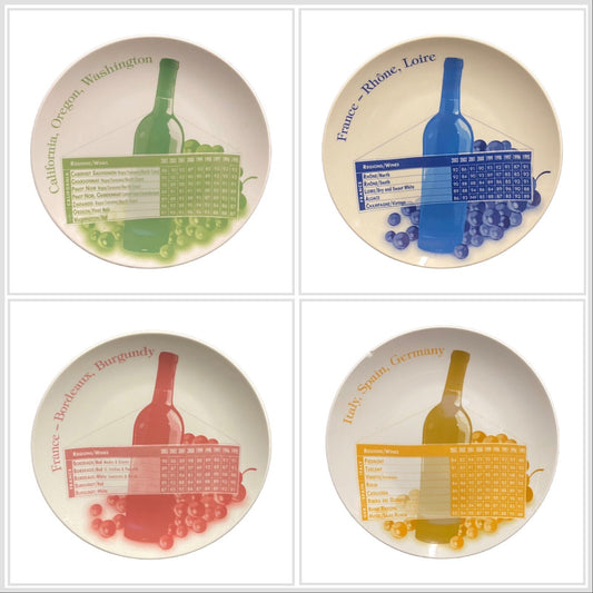 LORD WINSTON 4-Appetizer Plates Wine Enthusiast Wine & Cheese Dishes Oven Safe