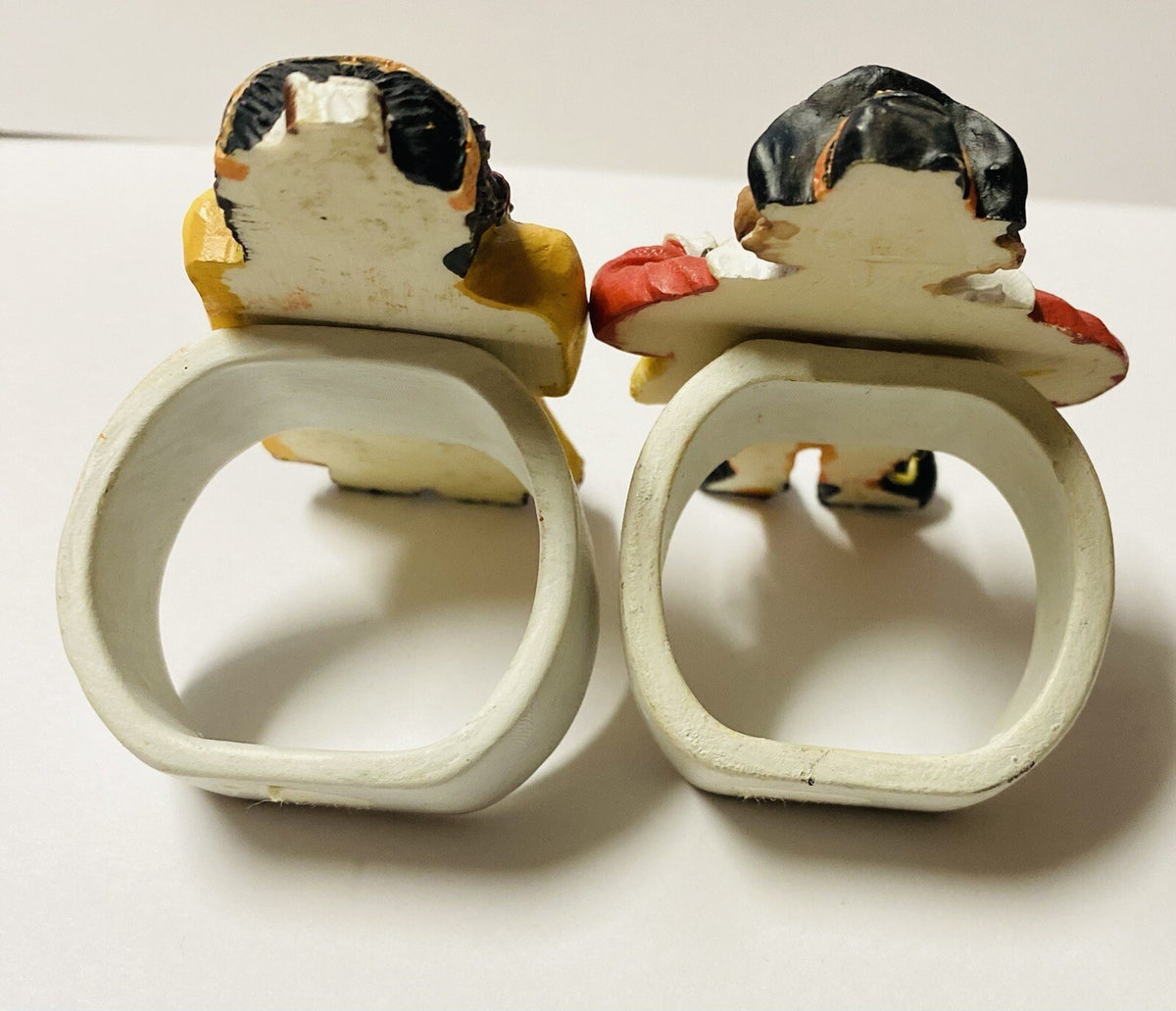 Rare Thanksgiving Ceramic Napkin Holder Pilgrim Pumpkin Harvest Boy Girl