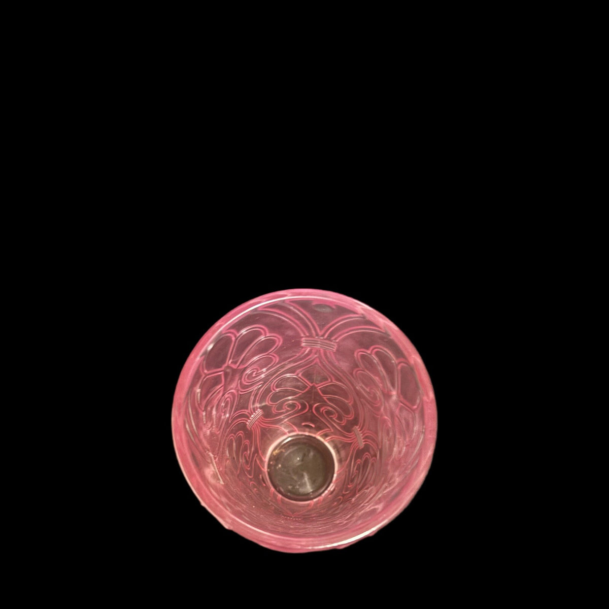 PINK VASE Tall Glass Intricate Molded Designs Pressed Glass