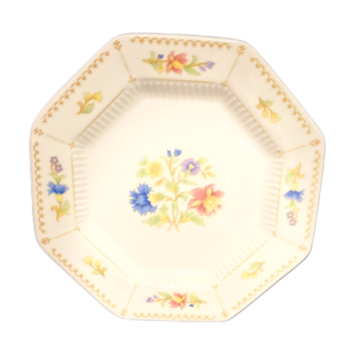 Nikko Classic Collection MAGENTA 4-Bread & Butter Plates Octagonal Floral Japan