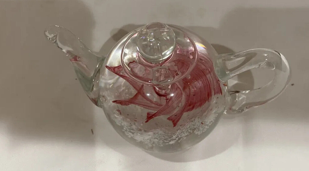 Vintage Dynasty Gallery Heirloom Collectible Paperweight Teapot Blown Art Glass