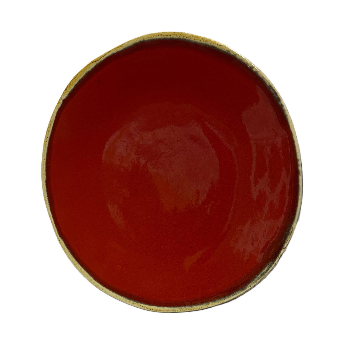 MAIOLICHE JESSICA 2-Salad Plates Italy Red Ceramic Dessert Dish Cream Trim
