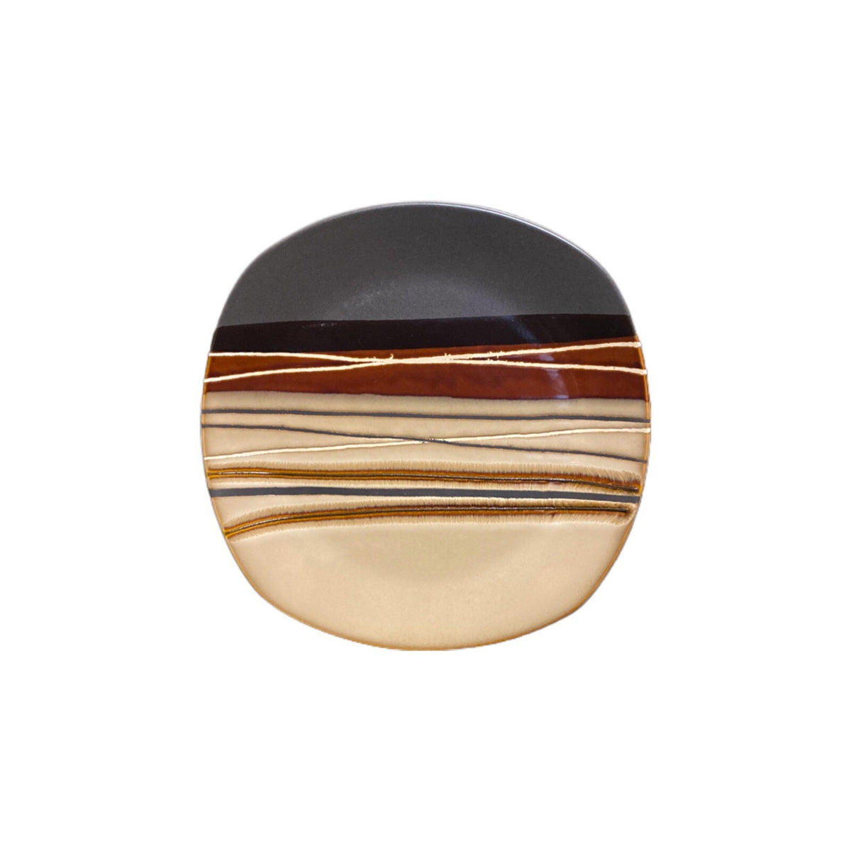 Better Homes & Gardens 3- Dinner Plates BAZAAR BROWN 11" D Stripes