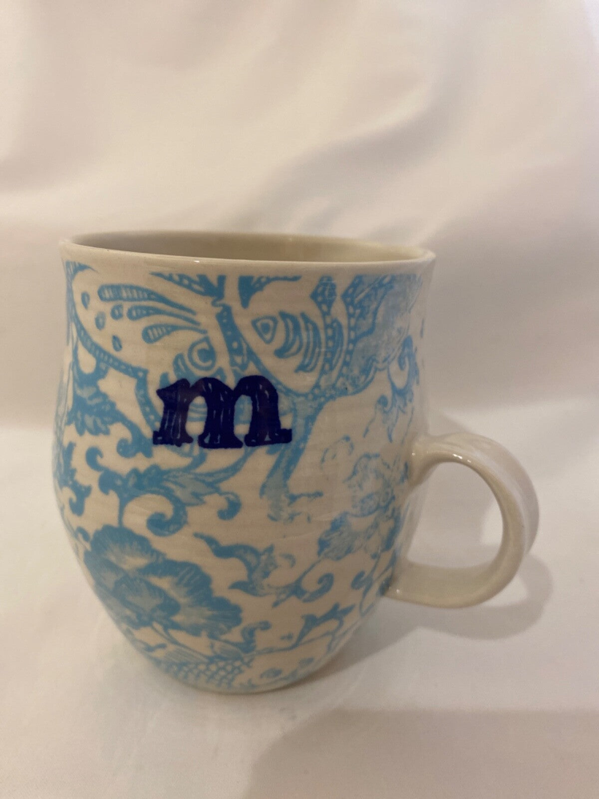 ANTHROPOLOGIE Homegrown Initial Mug Monogram Personalized Name Floral Coffee Cup