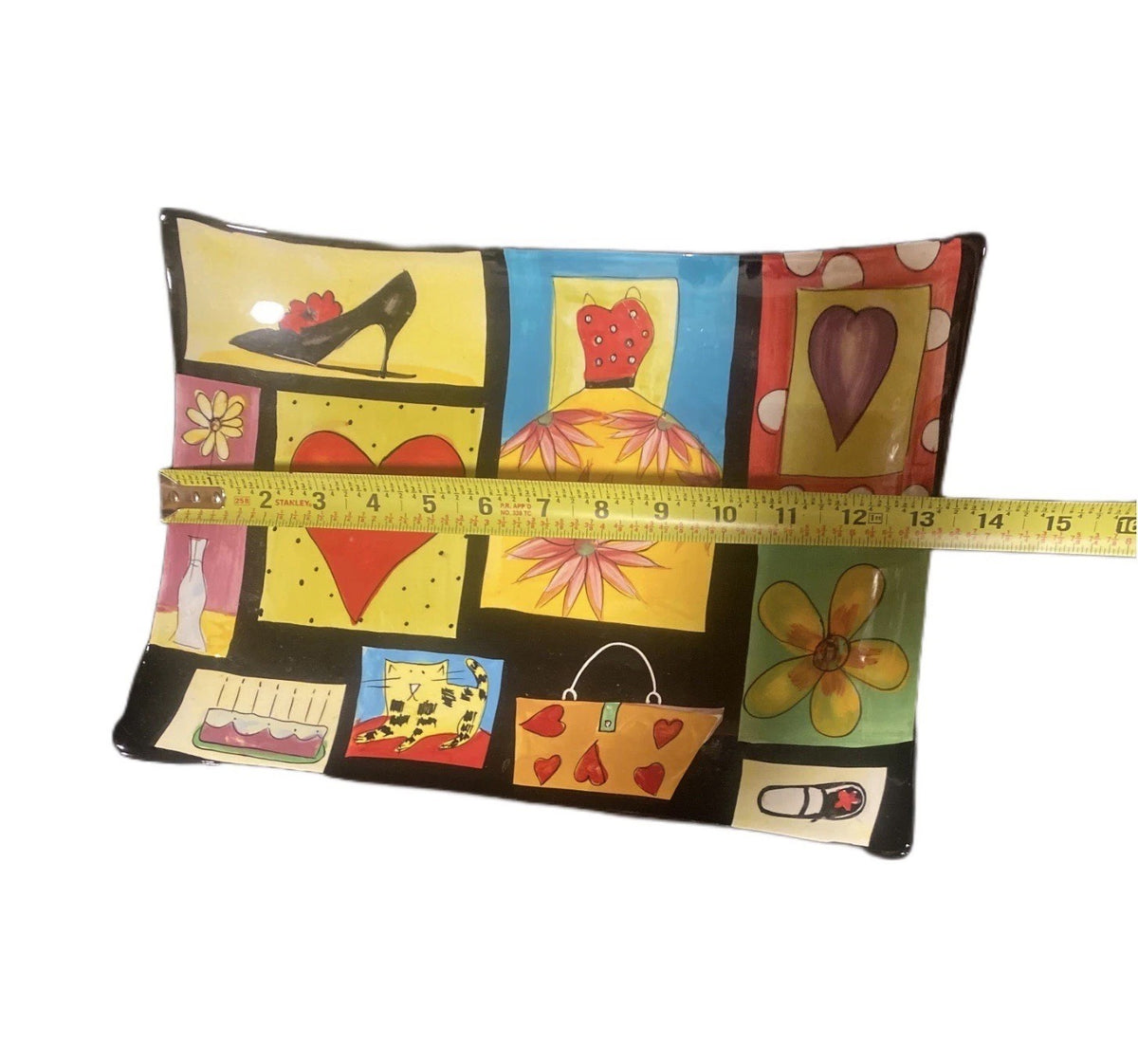 Naylor Designs Hand Painted Platter Wall Plate Hearts Shoe Bag Art Hanging 13”L